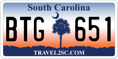 SC license plate BTG651