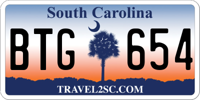 SC license plate BTG654