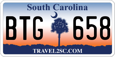 SC license plate BTG658