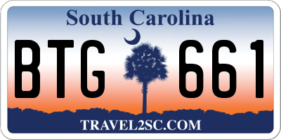 SC license plate BTG661