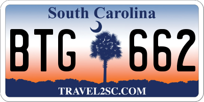 SC license plate BTG662