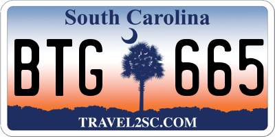 SC license plate BTG665