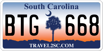 SC license plate BTG668