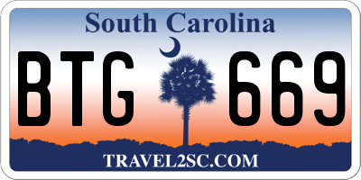 SC license plate BTG669