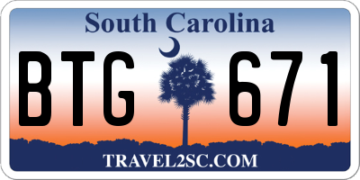 SC license plate BTG671