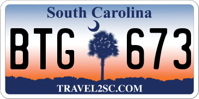 SC license plate BTG673