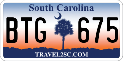 SC license plate BTG675