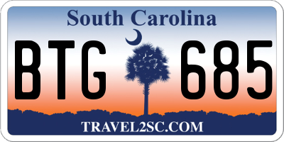 SC license plate BTG685