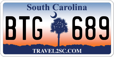 SC license plate BTG689