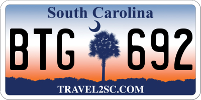SC license plate BTG692