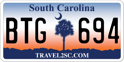 SC license plate BTG694