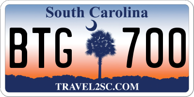SC license plate BTG700