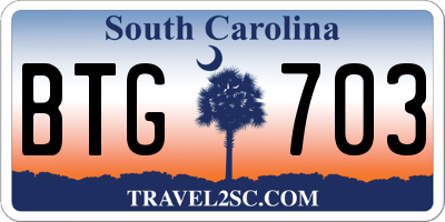 SC license plate BTG703