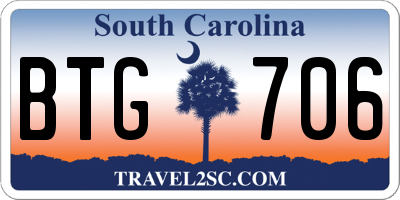 SC license plate BTG706