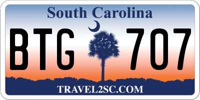 SC license plate BTG707