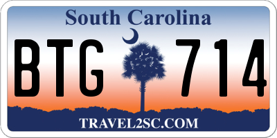 SC license plate BTG714