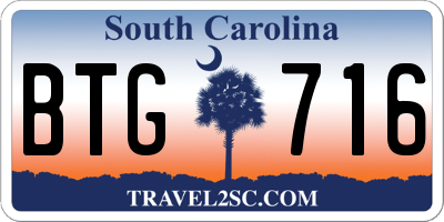 SC license plate BTG716