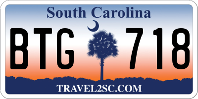SC license plate BTG718