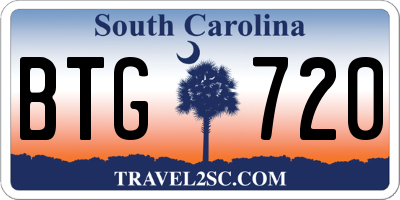 SC license plate BTG720