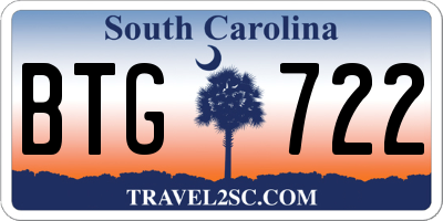 SC license plate BTG722