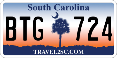 SC license plate BTG724