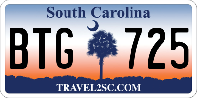 SC license plate BTG725