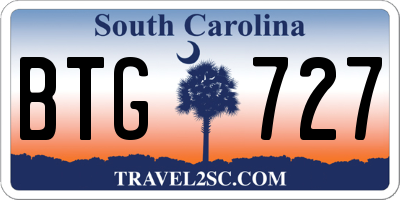 SC license plate BTG727