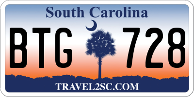 SC license plate BTG728