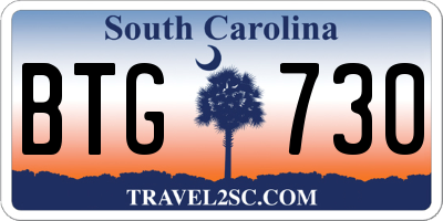 SC license plate BTG730