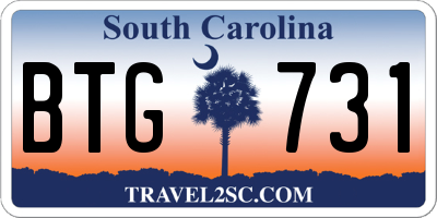 SC license plate BTG731