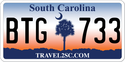 SC license plate BTG733