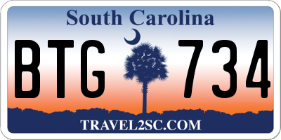SC license plate BTG734
