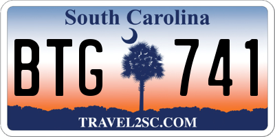 SC license plate BTG741