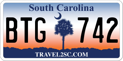 SC license plate BTG742