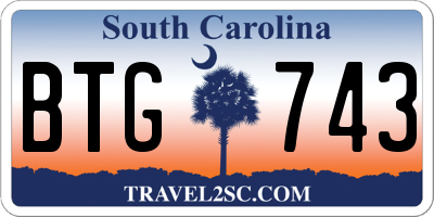 SC license plate BTG743