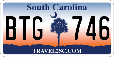 SC license plate BTG746
