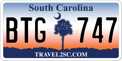 SC license plate BTG747