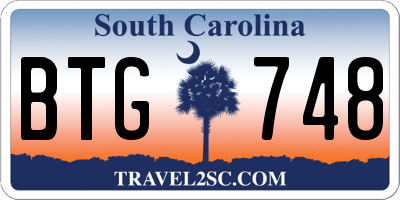 SC license plate BTG748