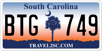 SC license plate BTG749