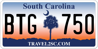 SC license plate BTG750