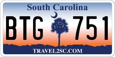SC license plate BTG751