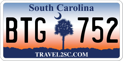 SC license plate BTG752