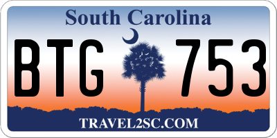 SC license plate BTG753