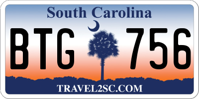 SC license plate BTG756