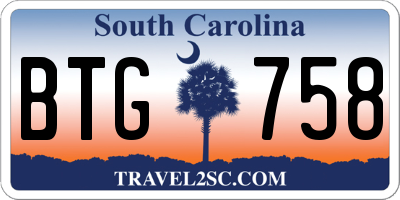 SC license plate BTG758