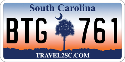 SC license plate BTG761