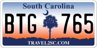 SC license plate BTG765