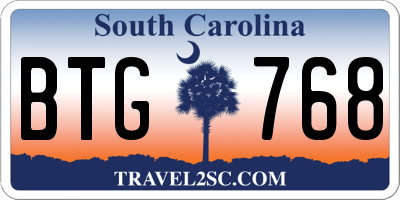 SC license plate BTG768