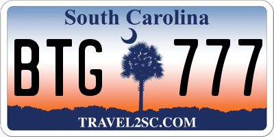 SC license plate BTG777