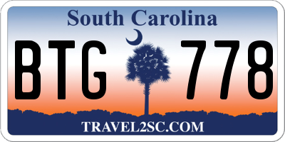 SC license plate BTG778